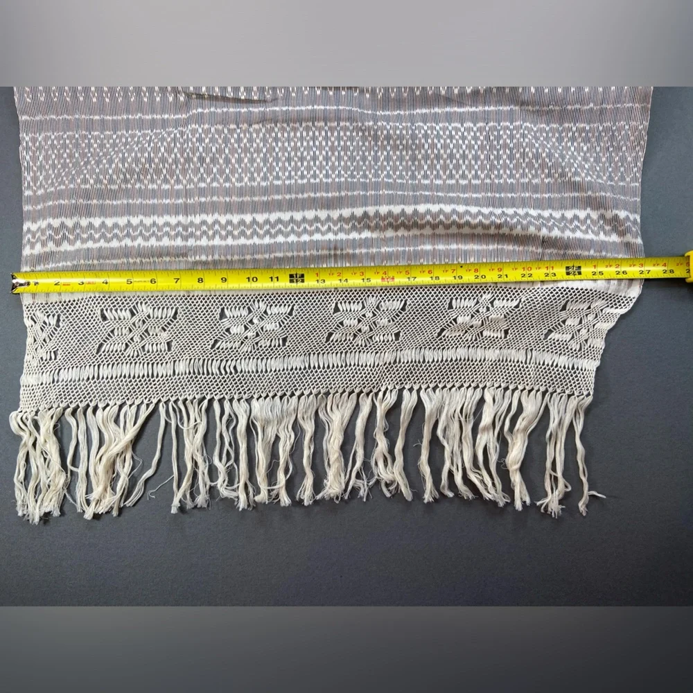 Vintage Handmade Cotton Shawl Scarf Wrap Bed dressing Mexican Rebozo Brown Tones